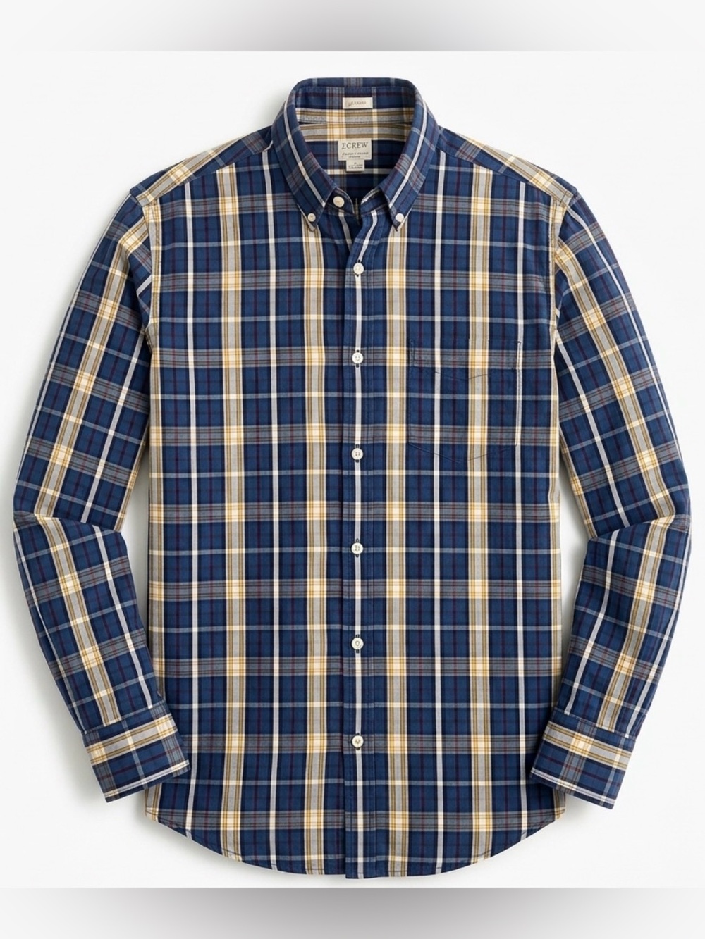 J.Crew Men’s Plaid Button Down Shirt Medium Tailored Fit Blue Yellow Cotton FA10